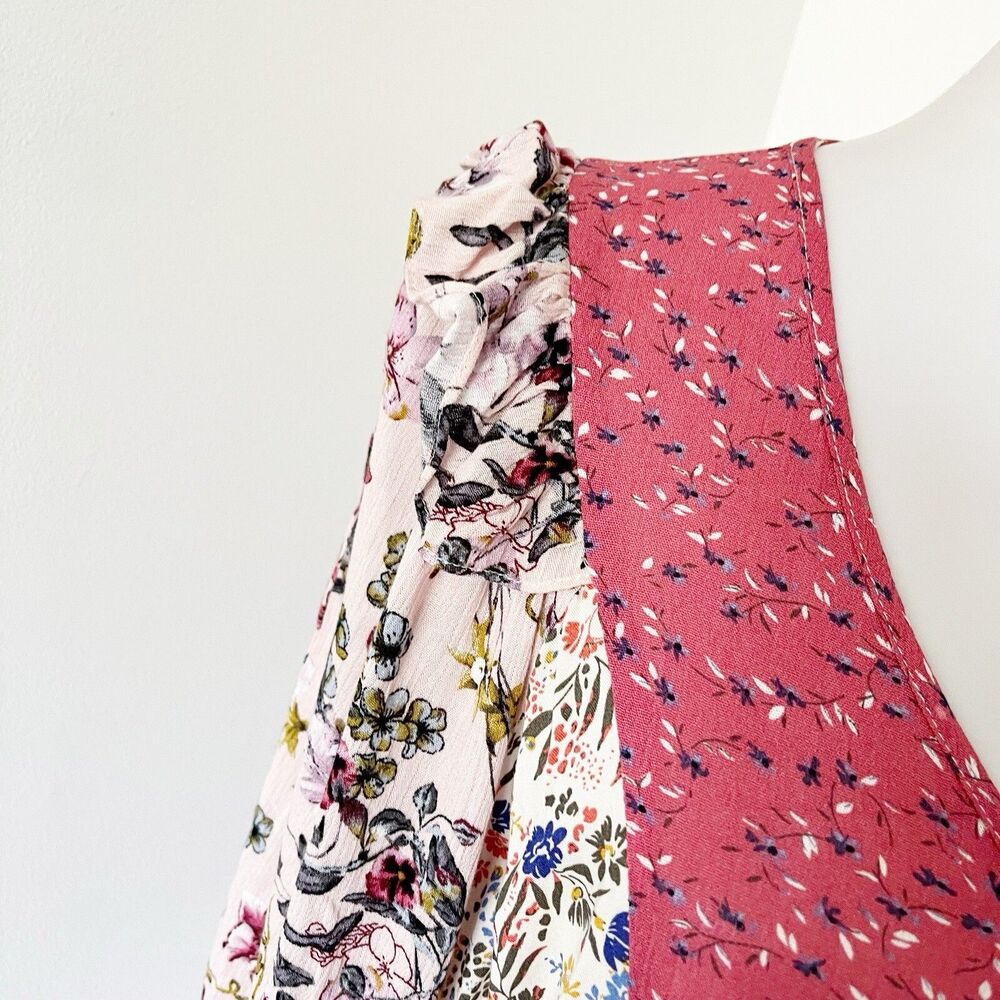 GiGio Oversized Tunic Blouse Top Shirt Dress Size Medium Floral Cottagecore Boho - Picture 9 of 16